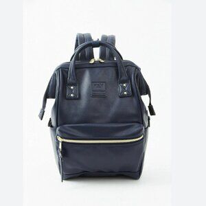 Anello black leather backpack